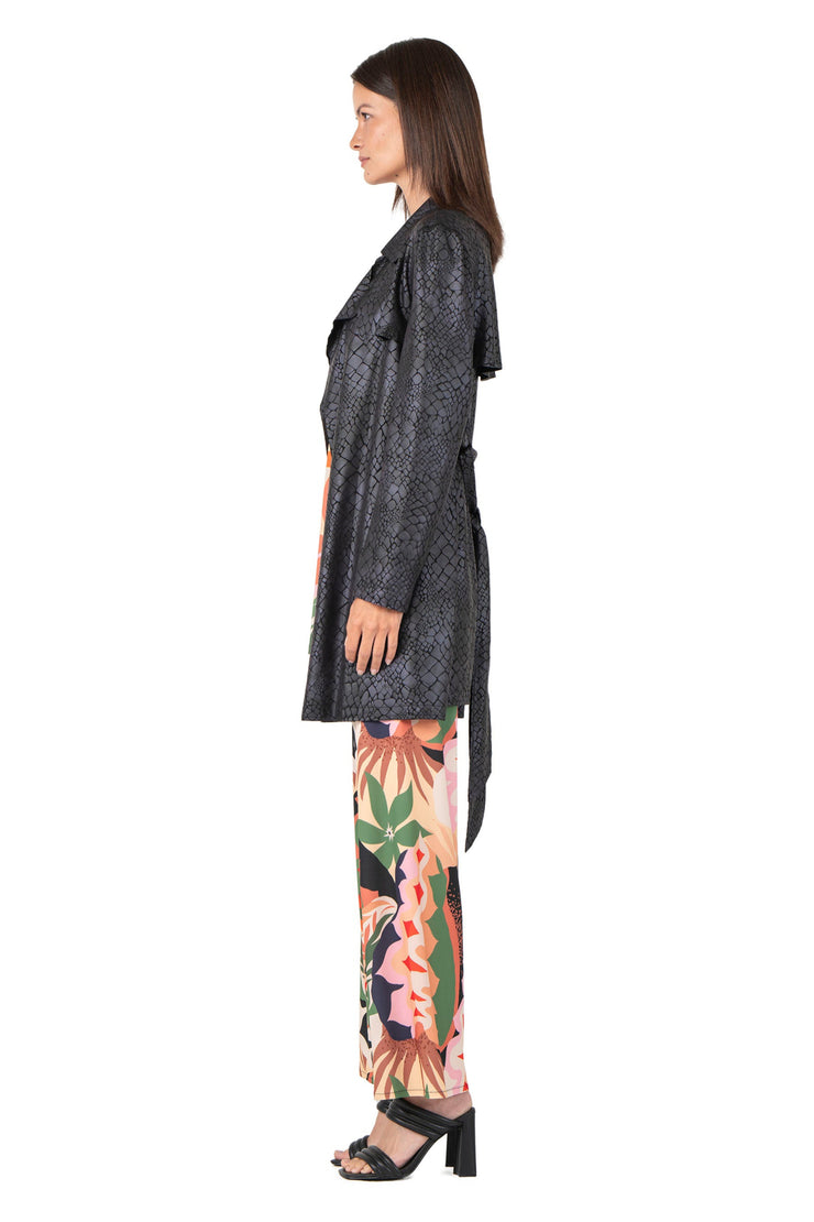 Overlay Yokes Coat w/ Sash
