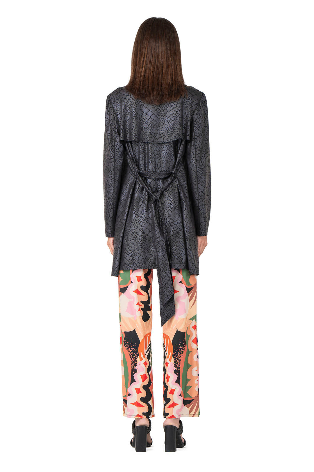 Overlay Yokes Coat w/ Sash