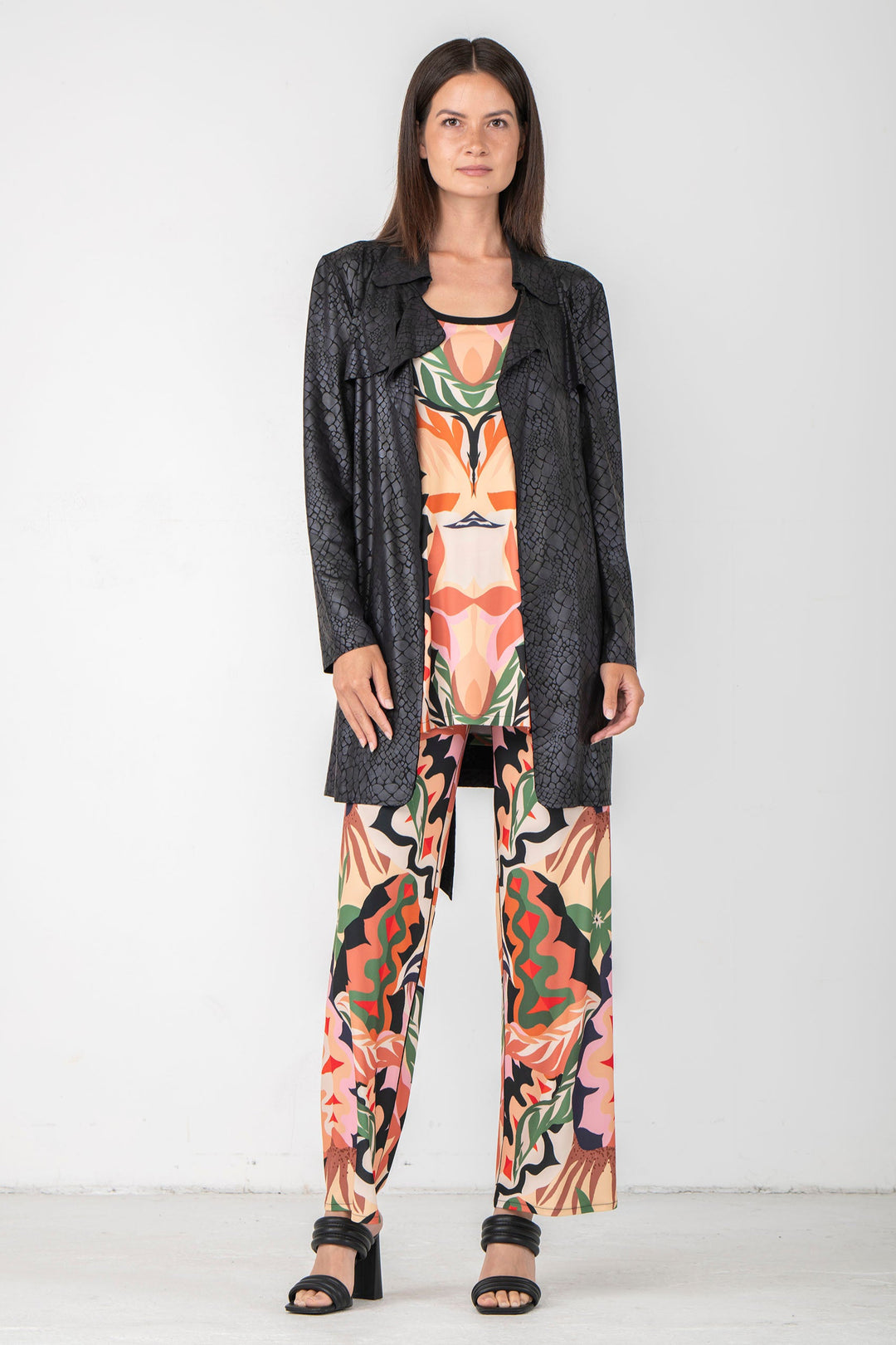 Overlay Yokes Coat w/ Sash