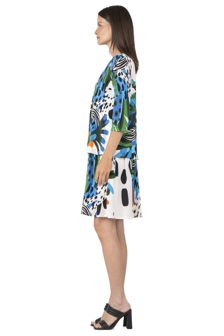 Blouson 3/4 SLV Knee Length Dress