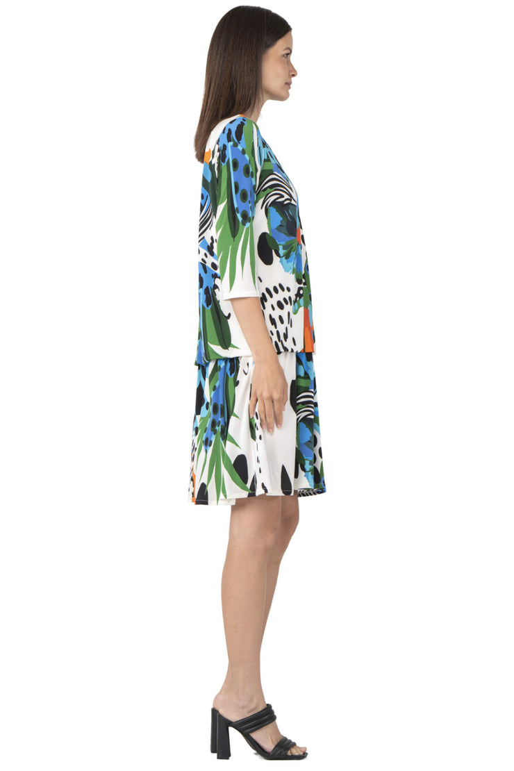 Blouson 3/4 SLV Knee Length Dress
