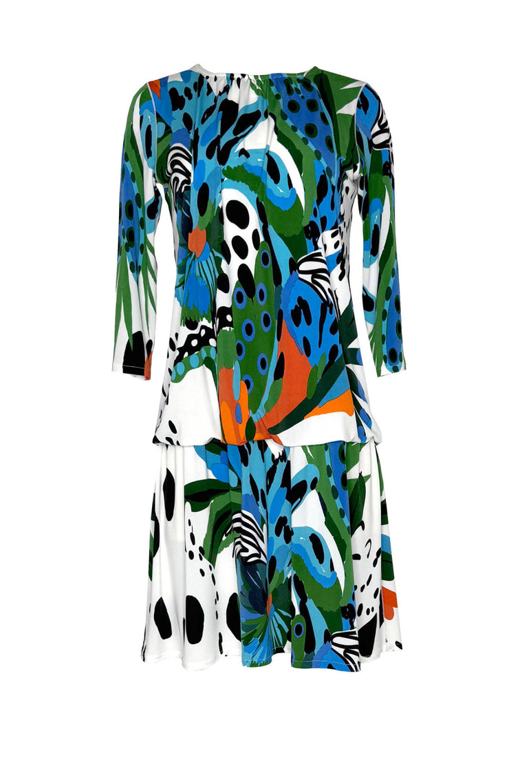 Blouson 3/4 SLV Knee Length Dress