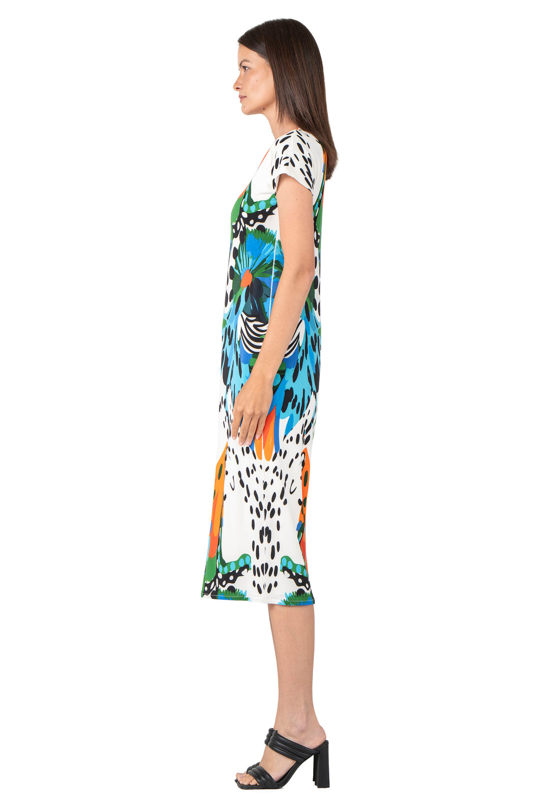 Cap Sleeve Below Knee Lined Dress no Slit