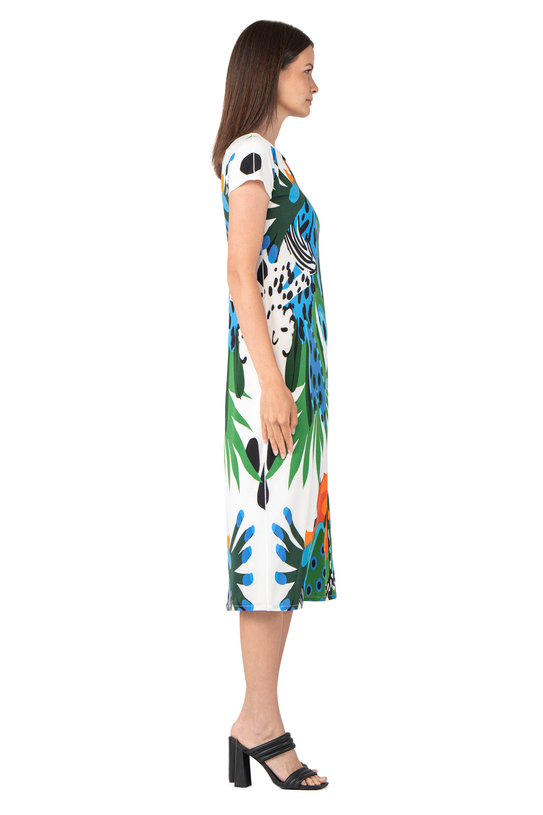 Cap Sleeve Below Knee Lined Dress no Slit