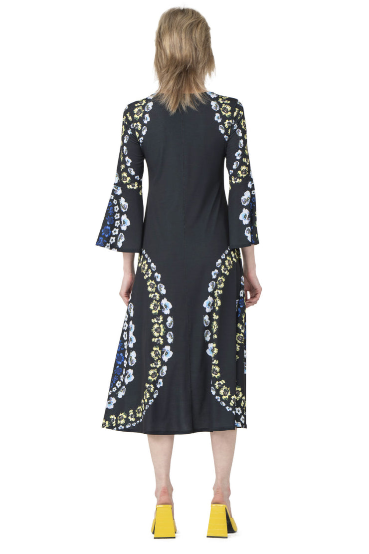 Turn Bell Sleeve Self Lined Dress