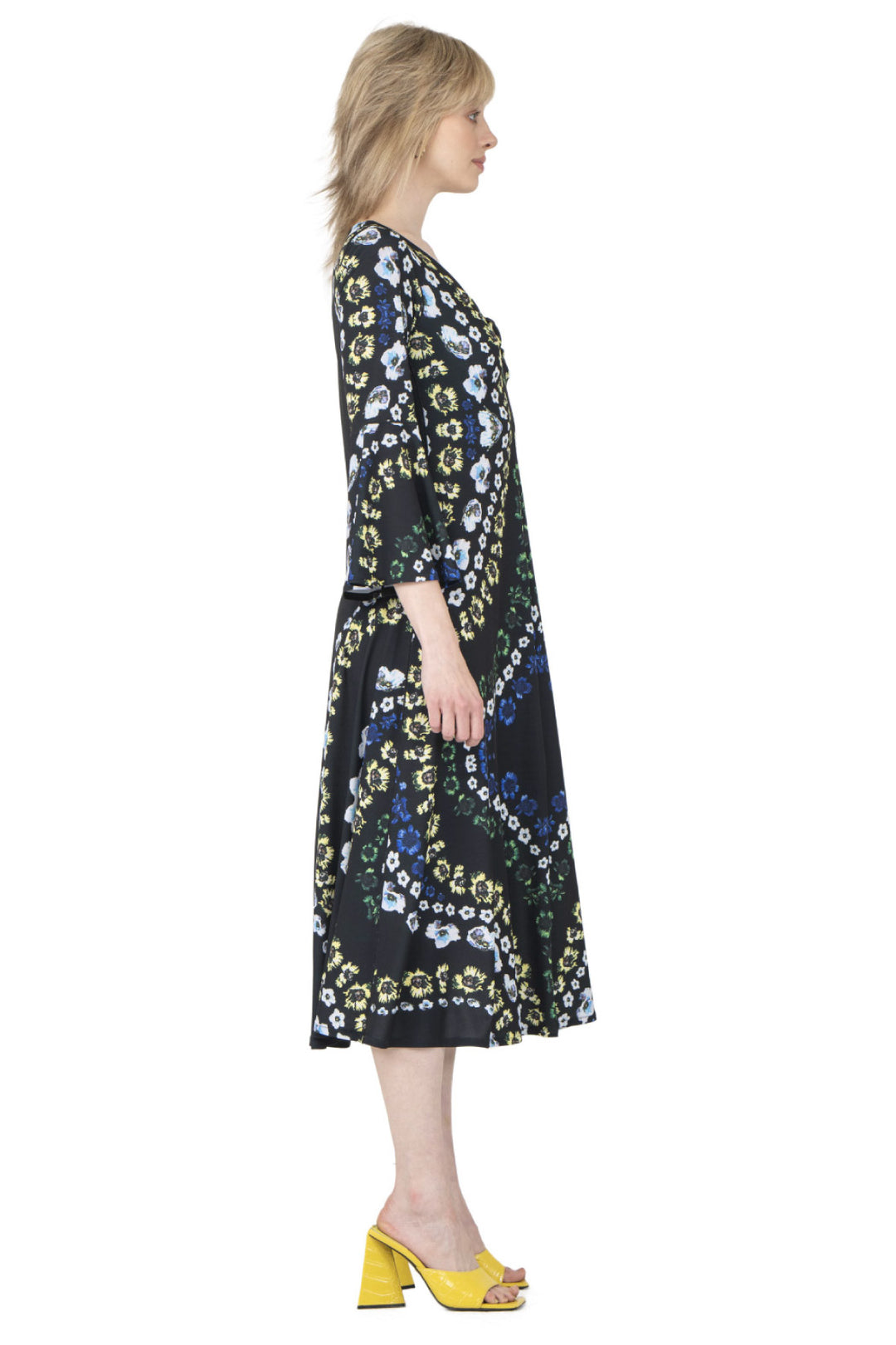 Turn Bell Sleeve Self Lined Dress