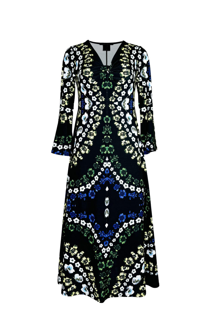 Turn Bell Sleeve Self Lined Dress