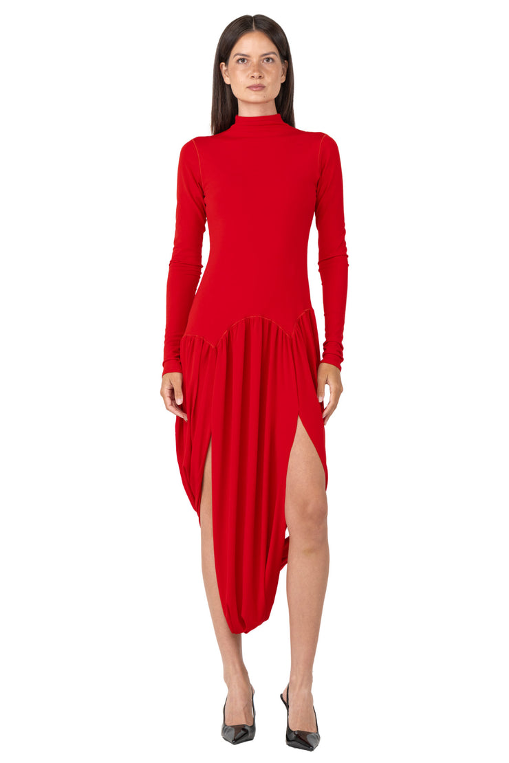 Mock Neck Banded BTM L/SL Dress