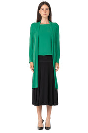 Side Slits Raw Hem Mid Calf Cardigan