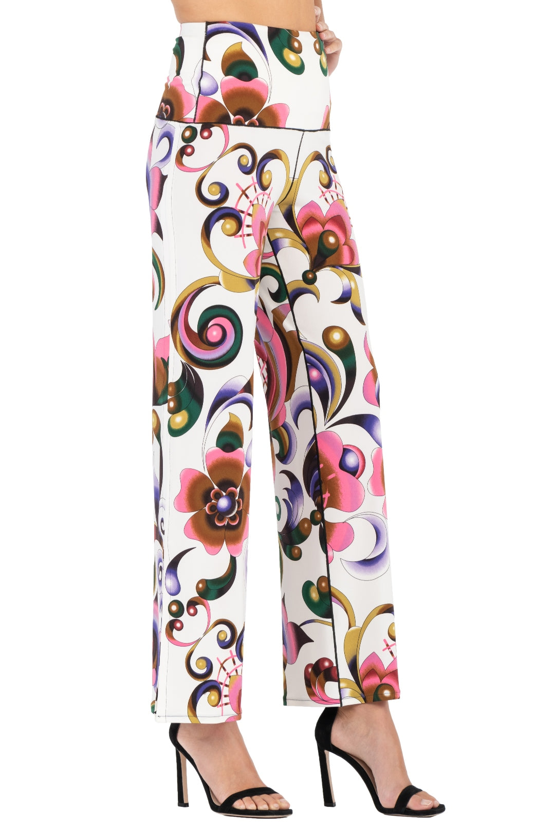 High Waist Side Slit Single Layered Pants