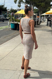 Pink Boucle Below Knee Tank Dress