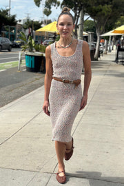 Pink Boucle Below Knee Tank Dress