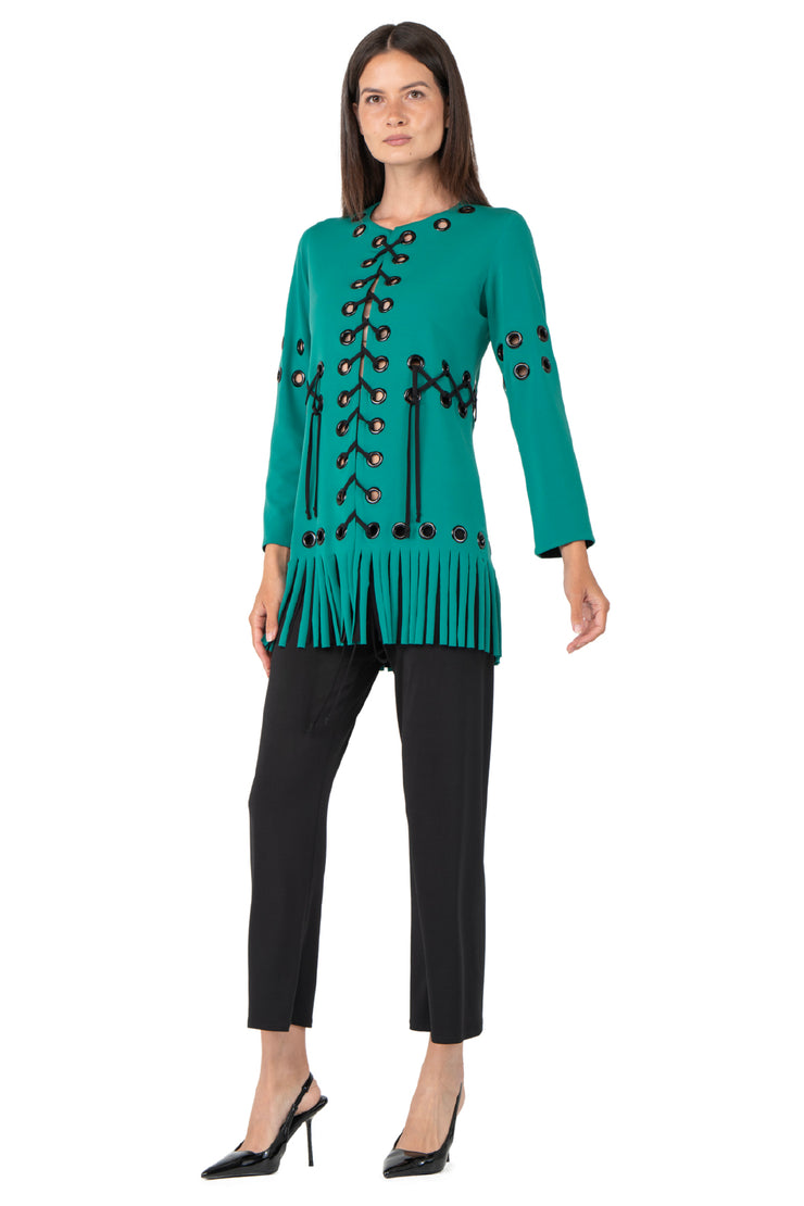 Multi Grommet Fringe Jacket
