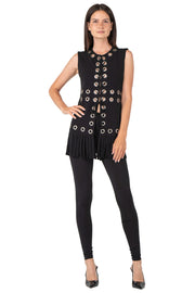 Multi Grommet Fringe Vest