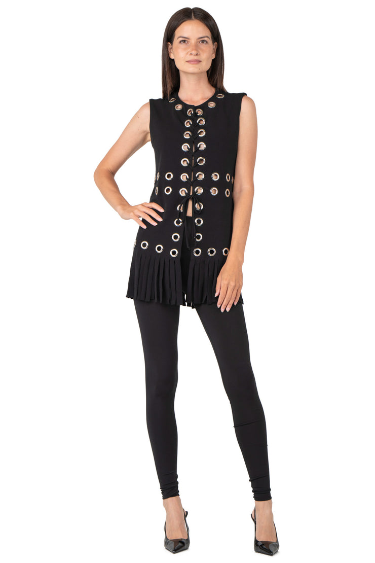 Multi Grommet Fringe Vest