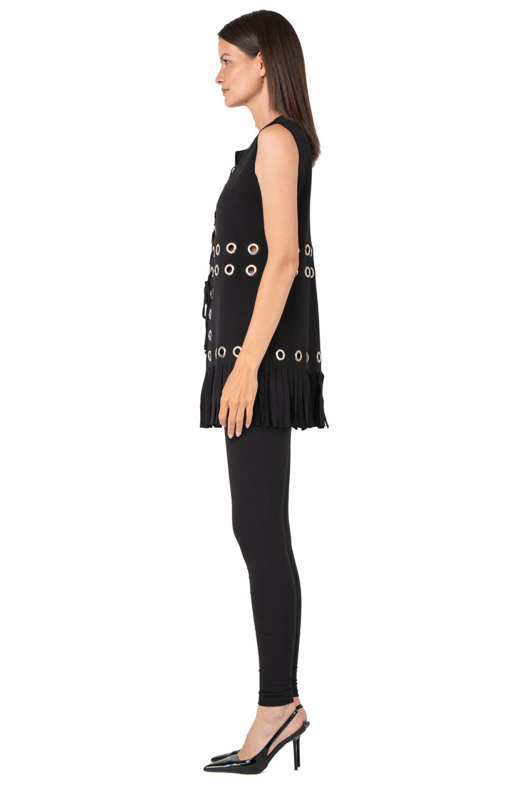 Multi Grommet Fringe Vest