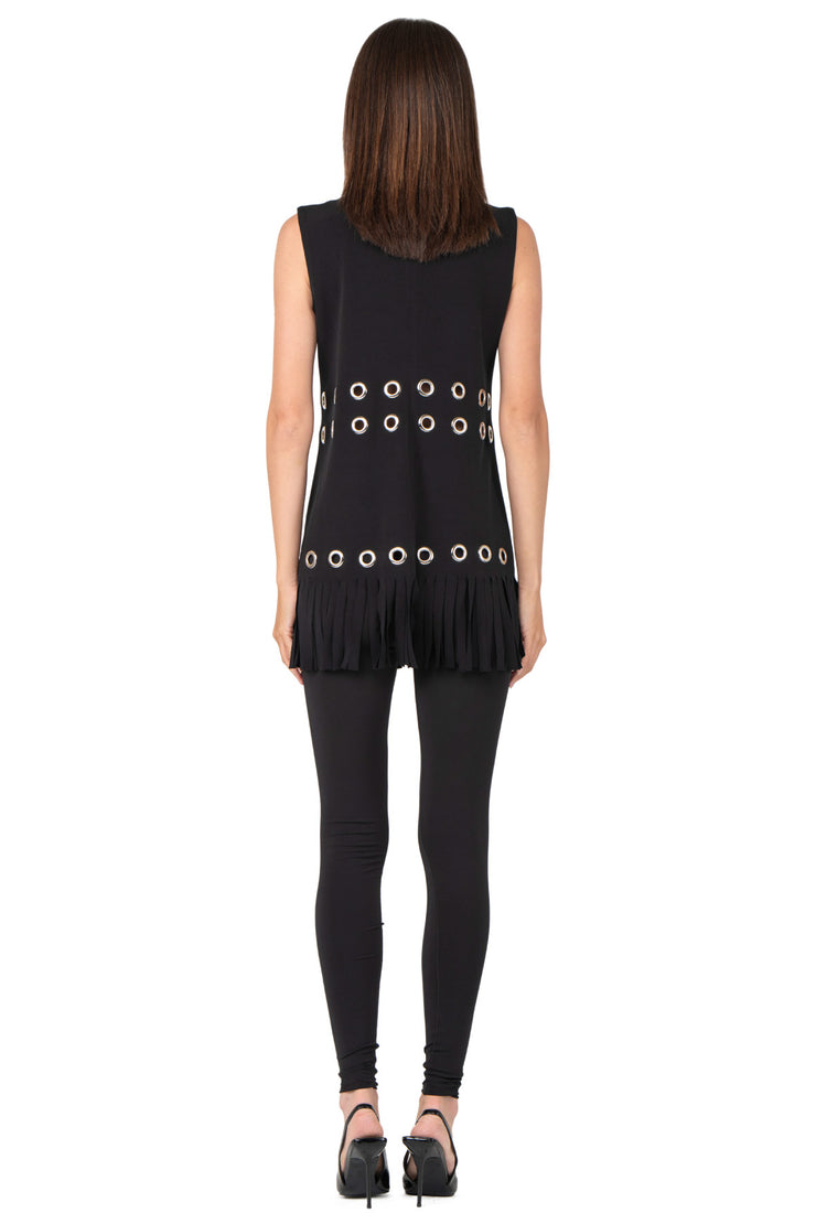 Multi Grommet Fringe Vest