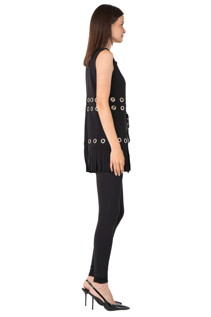 Multi Grommet Fringe Vest