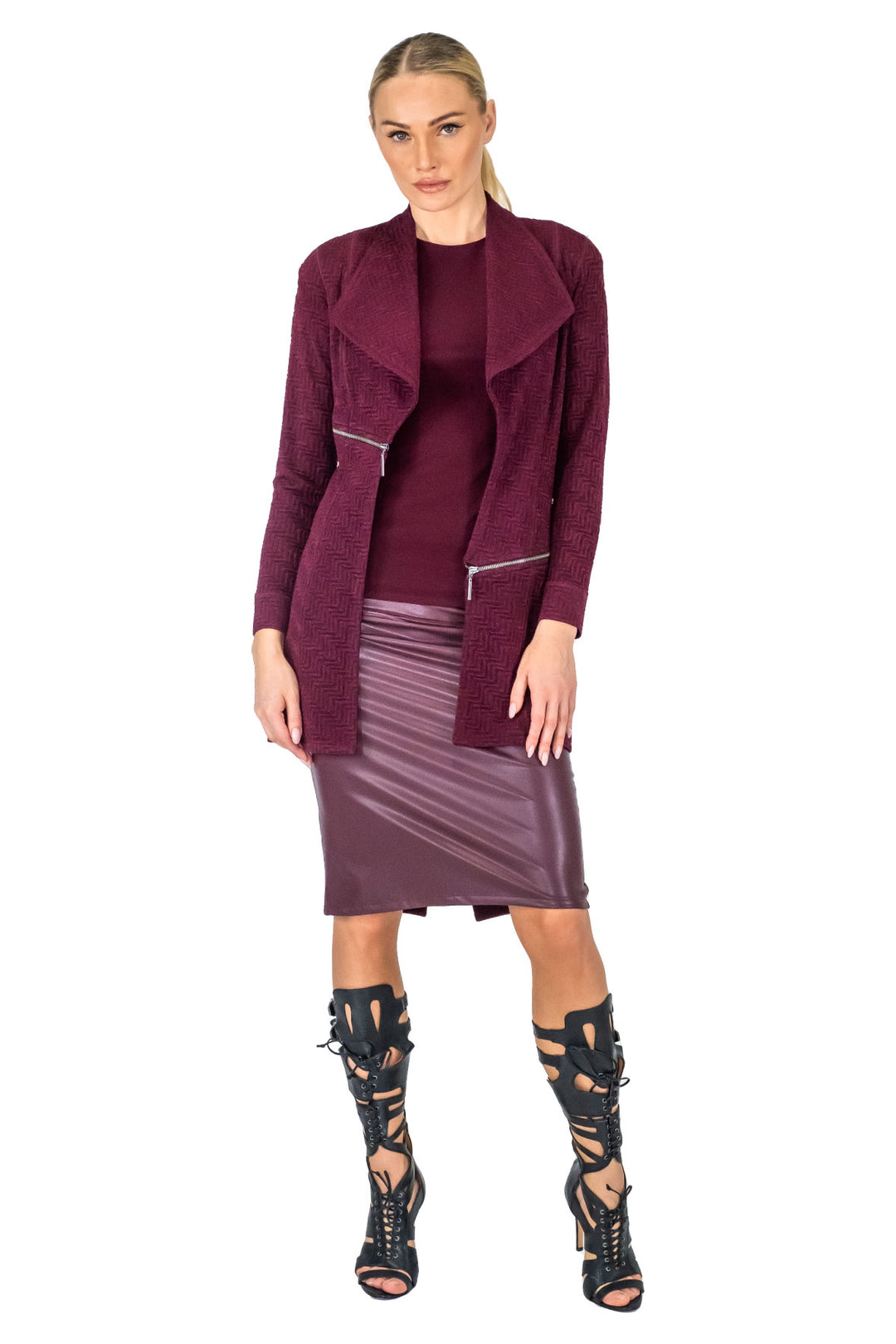 High Waist Slit Back Lined Pencil Skirt