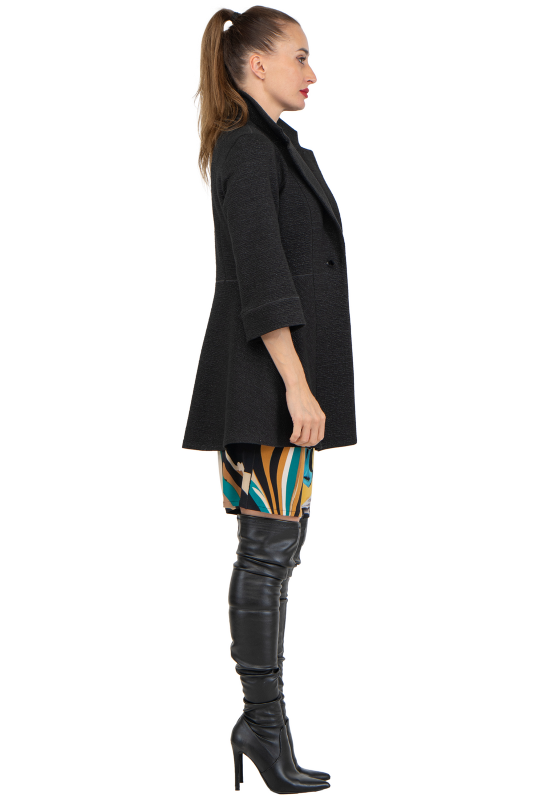 3/4 Sleeve A Line Empire One Button Lined Jacket