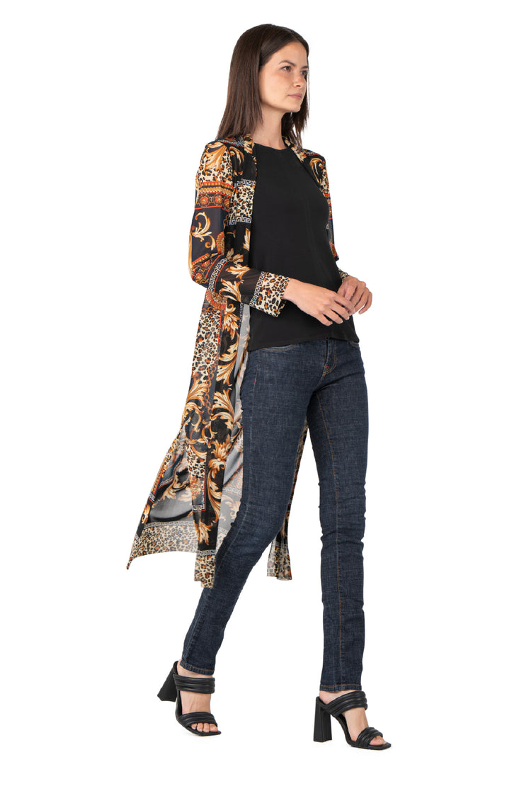 Side Slits Raw Hem Cardigan