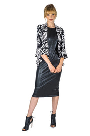 3/4 SLV Round Peplum Long Back Turnover Jacket