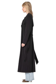 Overlay Yokes Long Coat w/ Sash