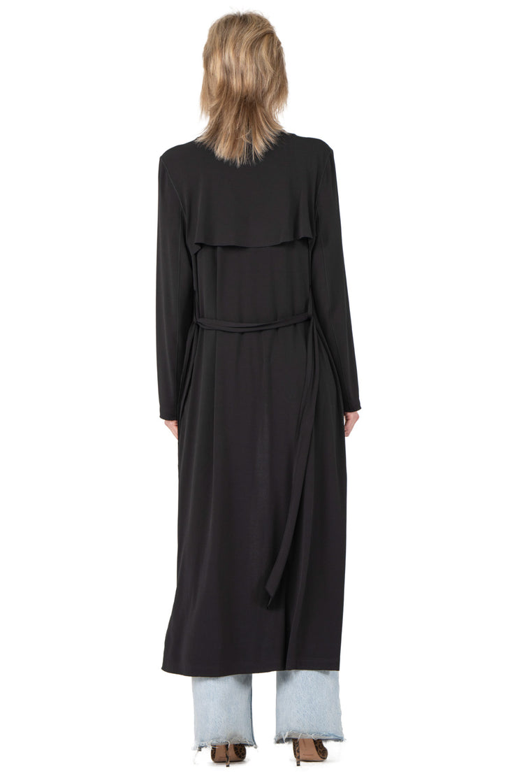 Overlay Yokes Long Coat w/ Sash