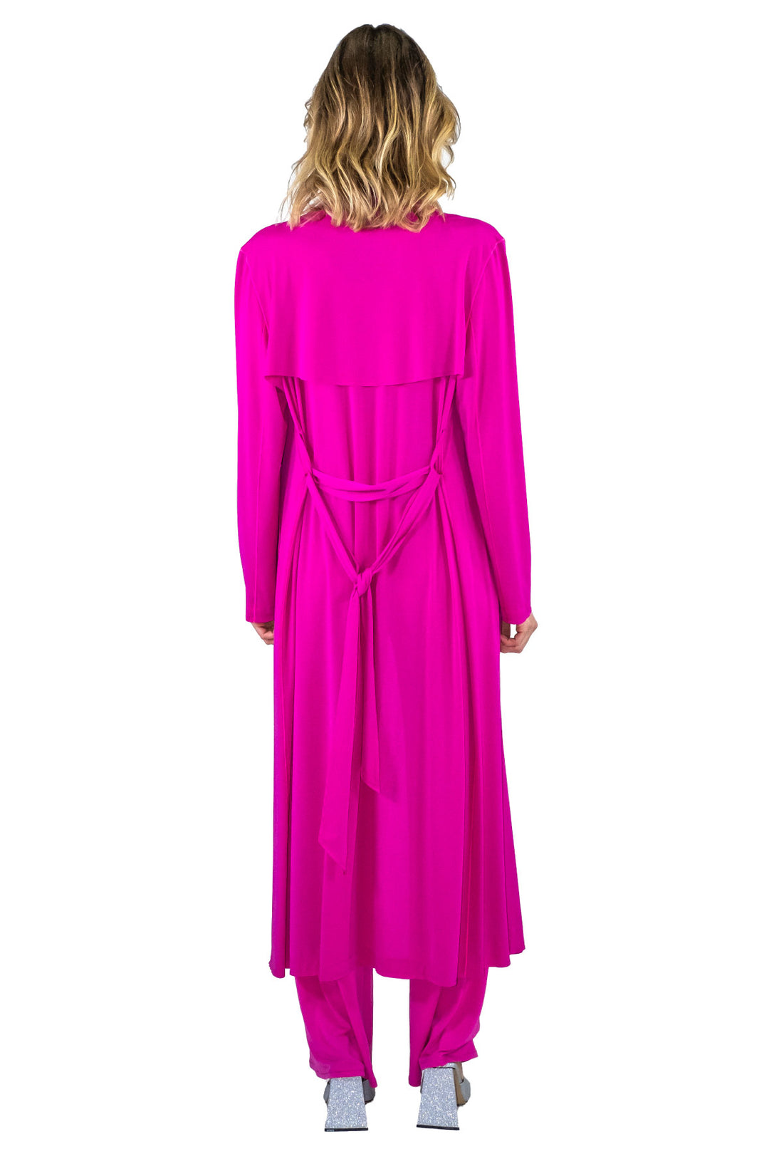 Overlay Yokes Long Coat w/ Sash