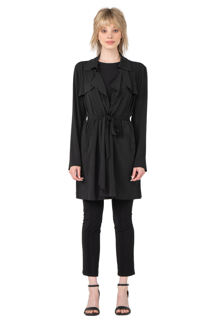 Overlay Yokes Coat w/ Sash