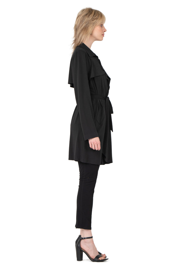 Overlay Yokes Coat w/ Sash