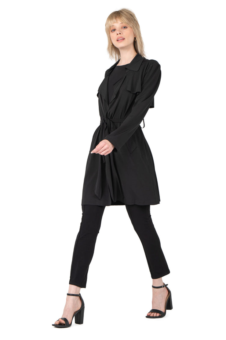 Overlay Yokes Coat w/ Sash