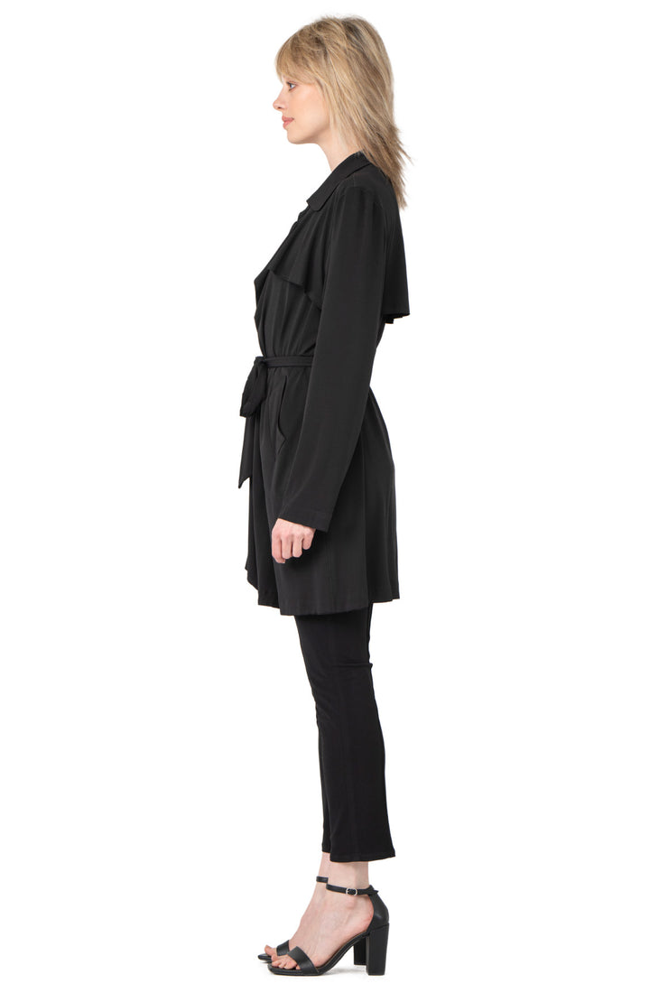 Overlay Yokes Coat w/ Sash