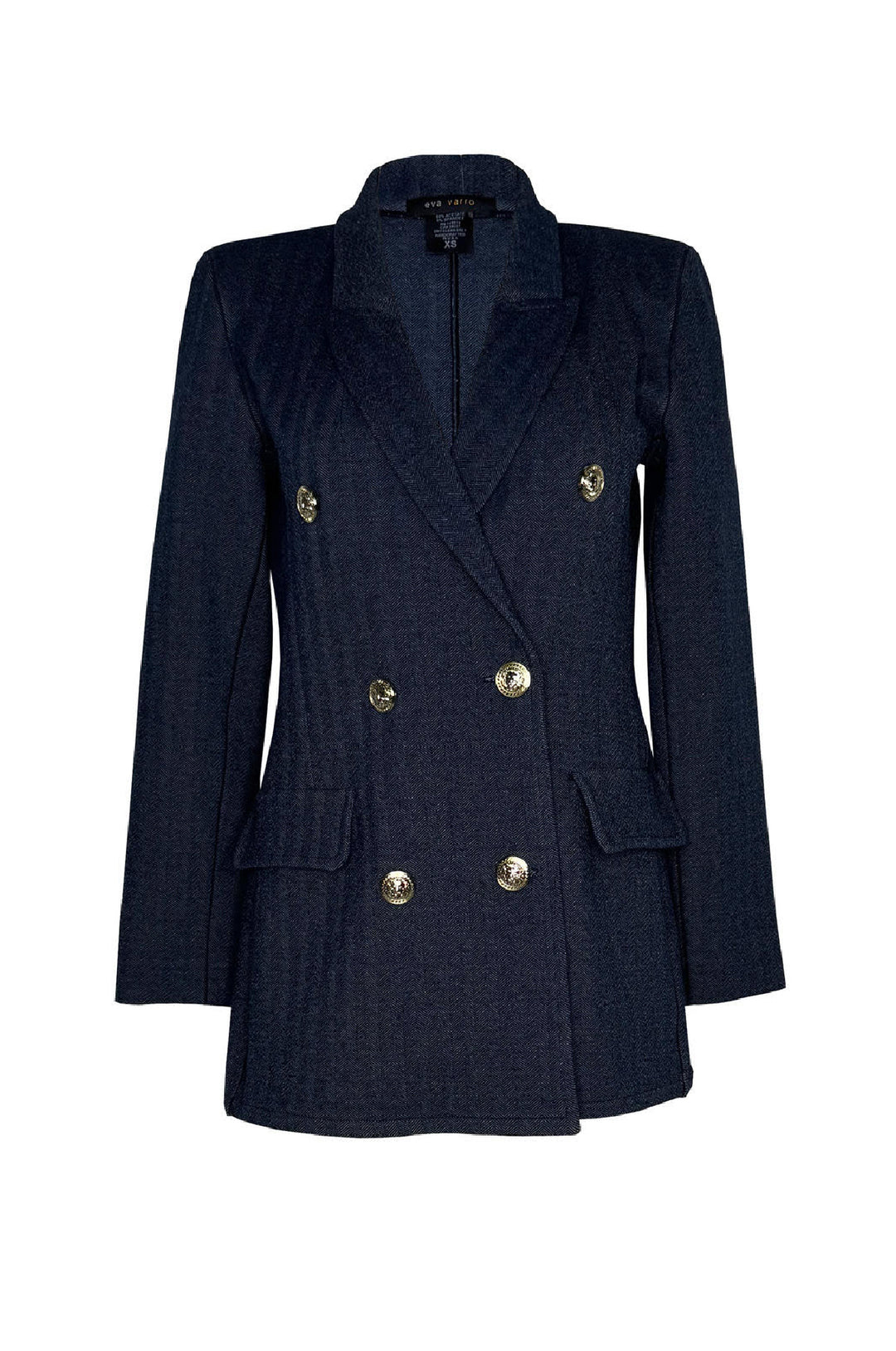 Peaked Lapel Double Breasted Semi Fitted Jacket