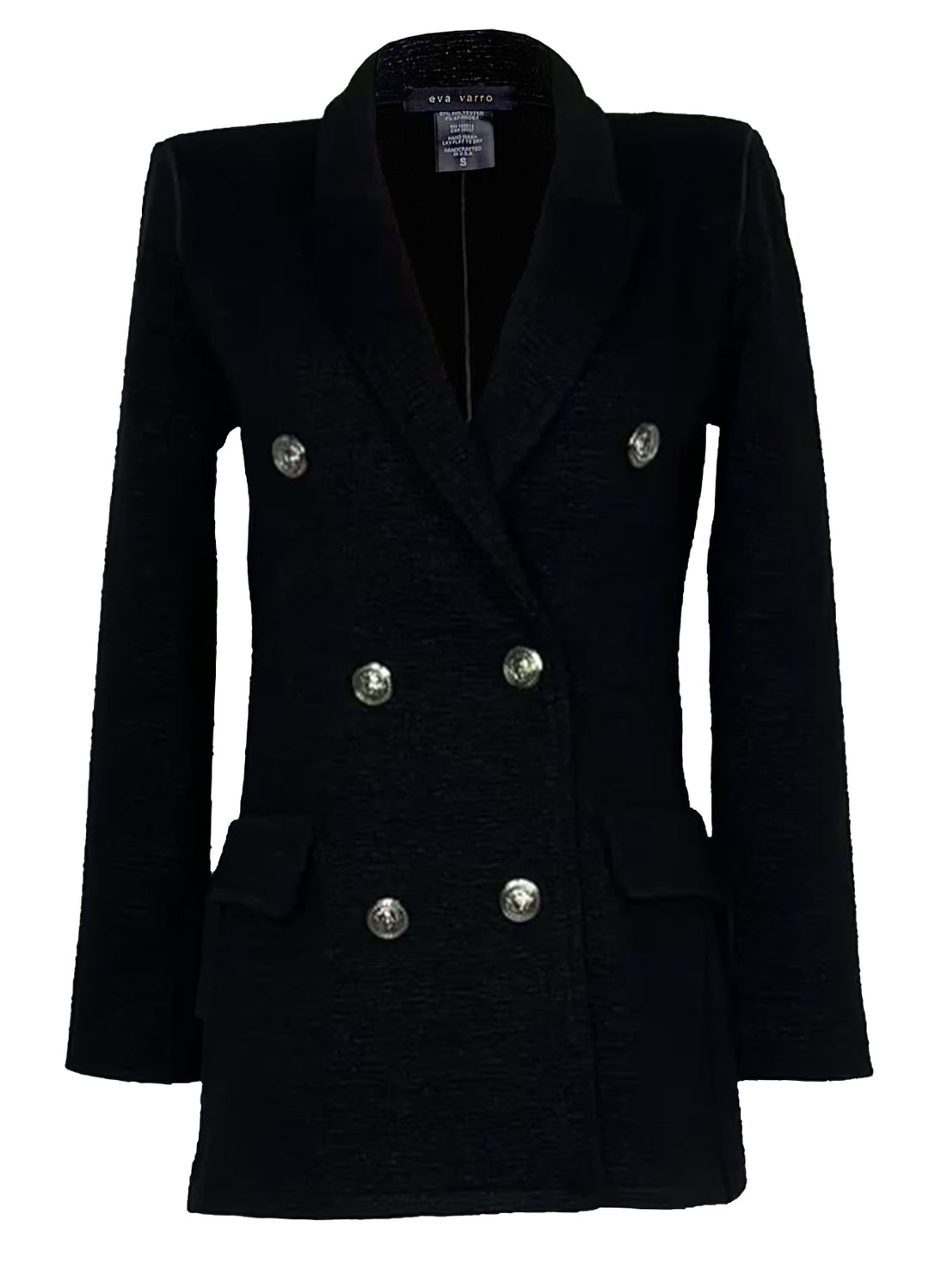 Peaked Lapel Double Breasted Semi Fitted Jacket