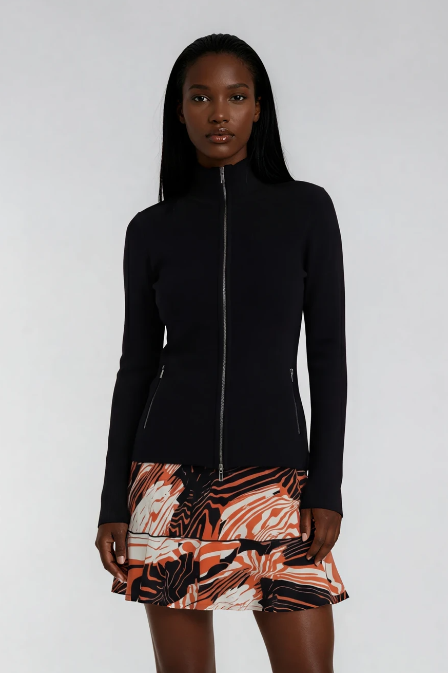 ACTIVE LINE DOUBLE LAYERED MOCK NECK ZIP JACKET