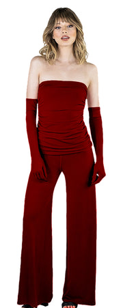 Updated Lined Bottom Strapless Tux Jumpsuit