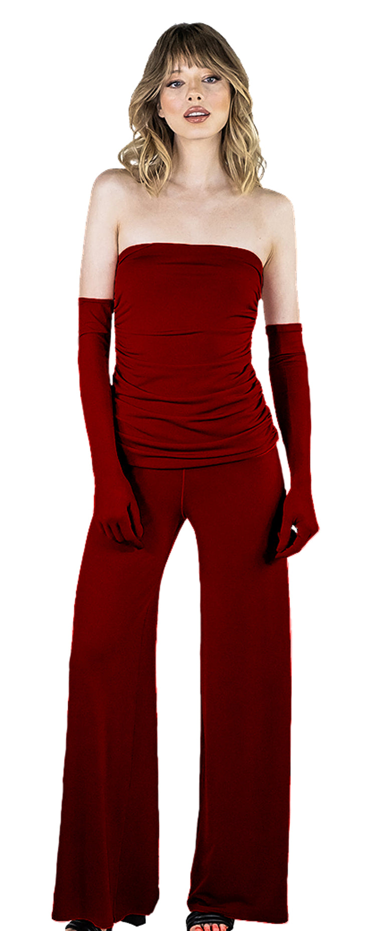 Updated Lined Bottom Strapless Tux Jumpsuit