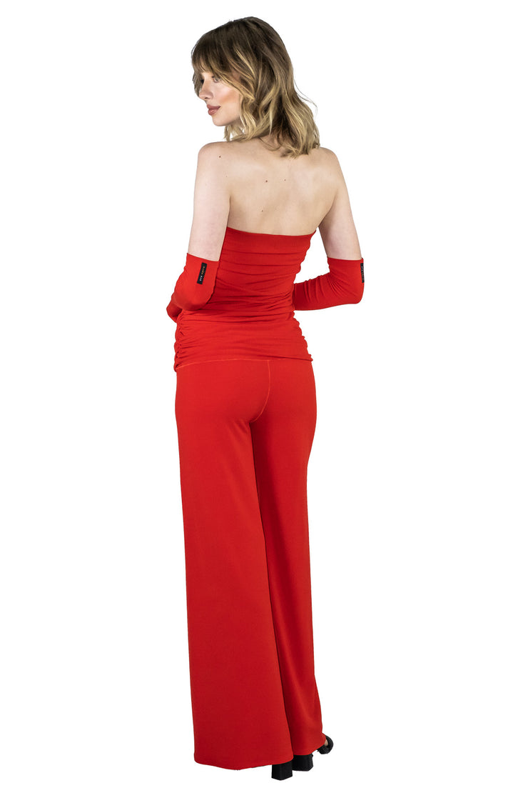 Updated Lined Bottom Strapless Tux Jumpsuit