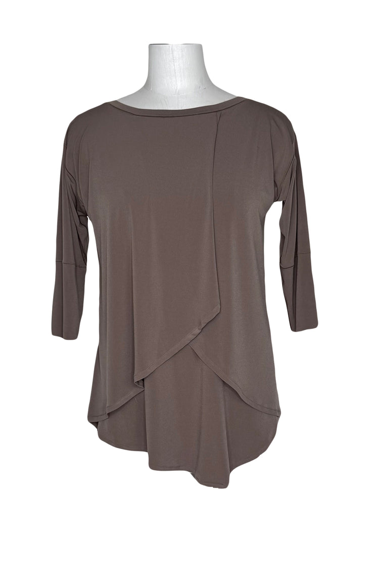 Front drape cuffed 3/4 sleeve tunic