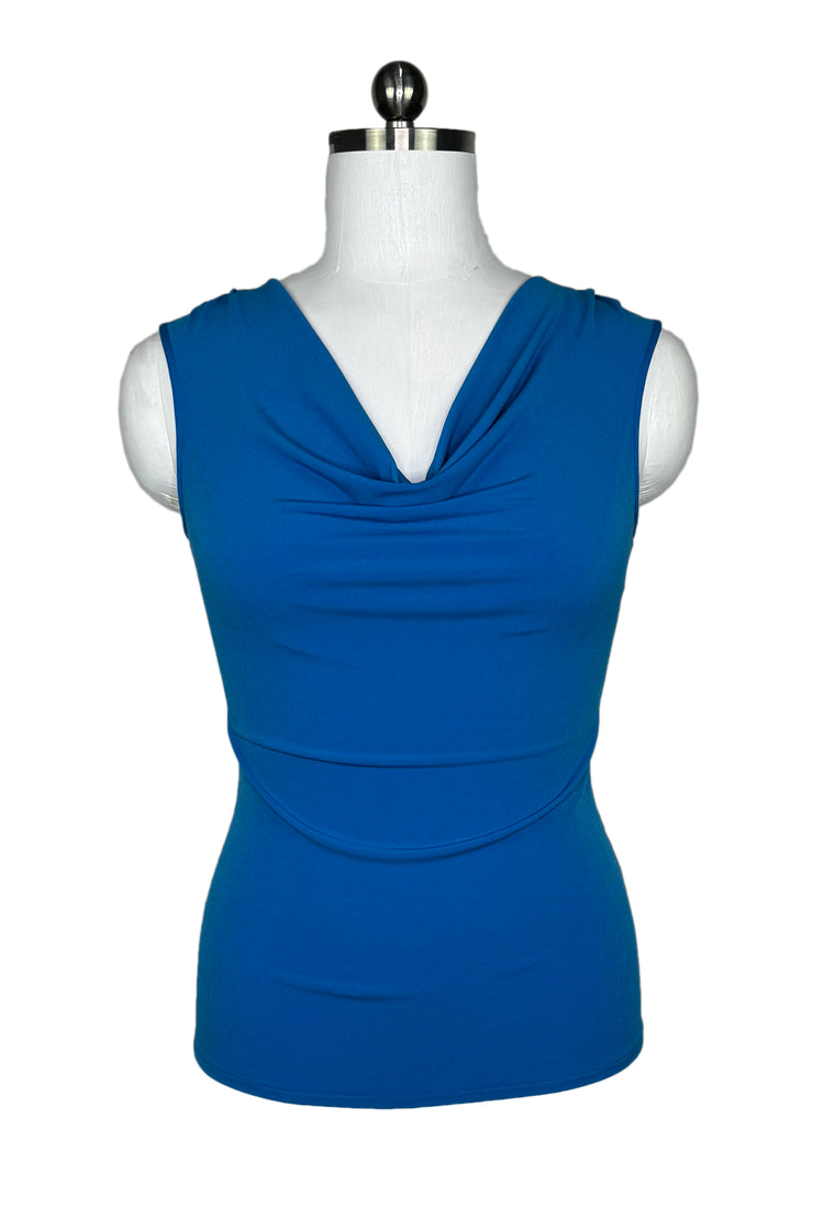 Sleeveless cowl neck single layer top