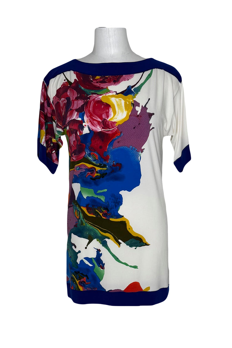 Boatneck 3/4 sleeve banded single layer tunic