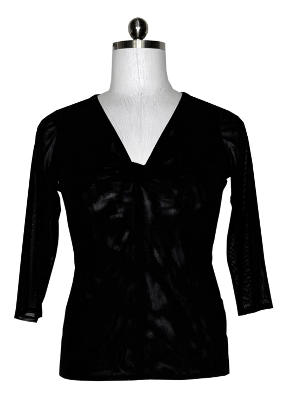 See thru v neck 3/4 sleeve top