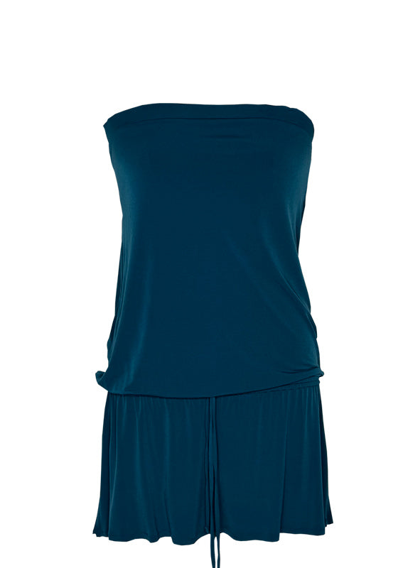 Strapless dropped waist single layer tunic