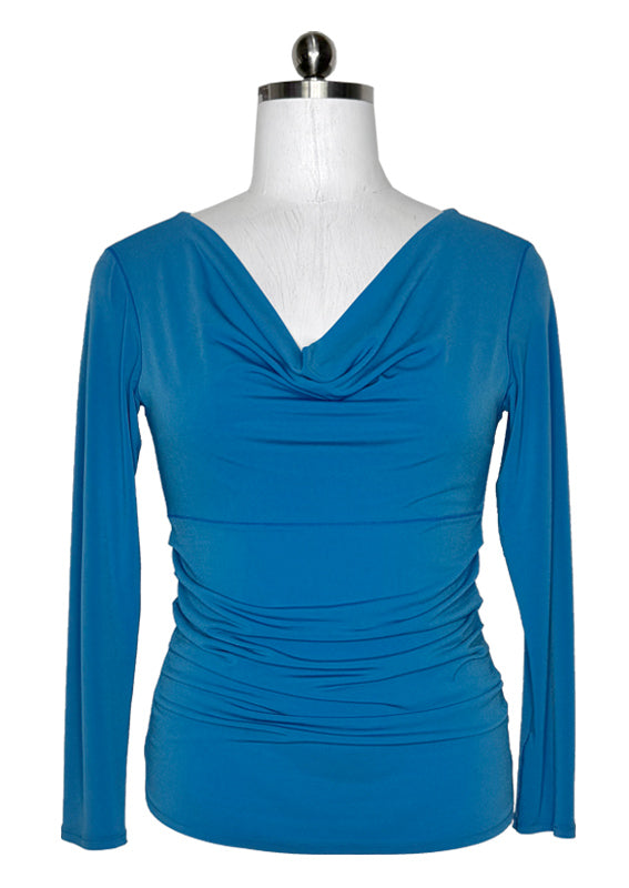 Cowl neck long sleeve single layer tunic