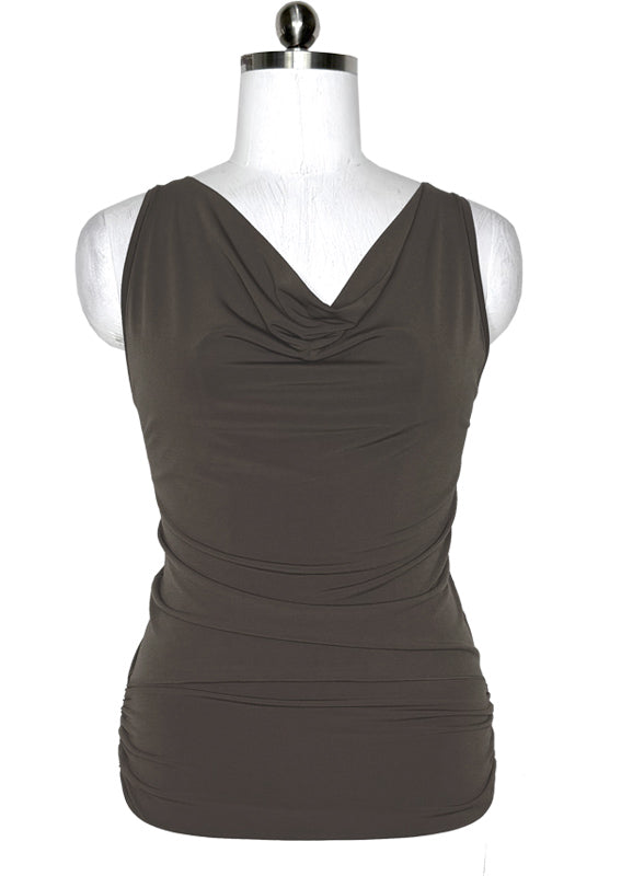 Cowl neck sleeveless single layer tunic