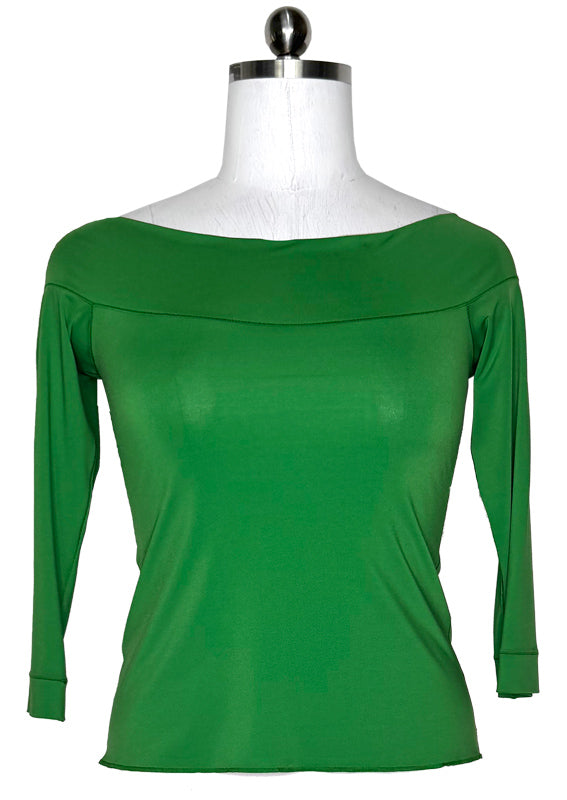 Banded wide neck single layer top