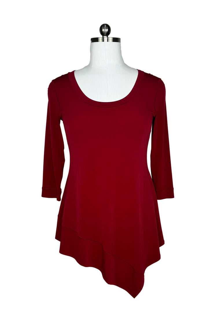 Asymmetric banded 3/4 sleeve tunic