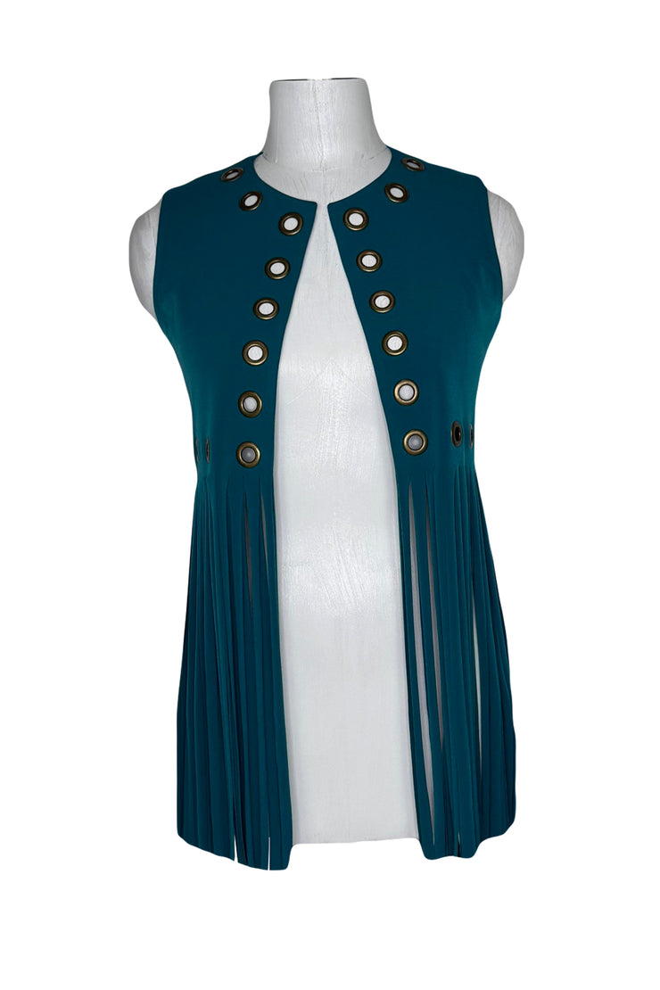 Grommet fringe vest