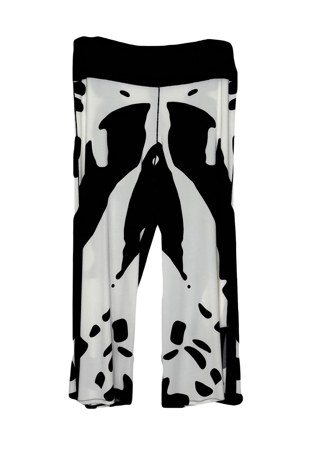 Elastic waistband bottom side slit pants
